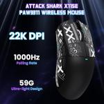 ATTACK SHARK X11 SE Wireless Gaming Mouse, PixArt PAW3311 Gaming Sensor, BT/2.4G Wireless/Wired, 22000 DPI, 65 Hours Battery, Office Mice Gamer Mice for Win11/Xbox/PS/Mac (Black+Tape)