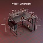 DOMSHOCT L Shaped Gaming Desk with LED Lights & Power Outlets, 100 * 80cm Small Corner Computer Table with Storage Bag, Adjustable Shelves & Monitor Stand, Home Office Study Workstation, Carbon Black