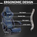 Gaming Chair, Ergonomic Gaming Chair, Computer Chair with Headrest and Lumbar, Racing Computer Chairs, Height Adjustable Rotating PC Chairs, Blue