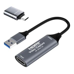 4K HDMI Capture Card, Video Capture Card 1080P 60FPS USB 3.0 Device for Gaming Streaming Recording Compatible with PS4 Nintendo Switch Xbox OBS, YouTube Twitc Mac Windows Linux – Low Latency, Silver