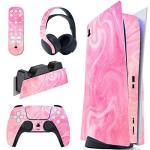 PlayVital Psychedelic Pink Full Set Skin Decal for ps5 Console Disc Edition,Sticker Vinyl Decal Cover for ps5 Controller & Charging Station & Headset & Media Remote