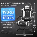Riftracer Gaming Chair for Adults Gaming Chairs-Video Game Chairs with Footrest Headrest and Lumbar Support Ergonomic Height Adjustable Game Reclining Chair PC Chair for Gamer White
