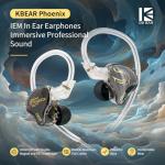 keephifi KBEAR Phoenix Gaming earbuds, Earphones with Mic Noise Reduction, Wired Earbuds with 10mm Dual Magnetic DD and PET Diaphragm, 3.5mm Jack In Ear Monitors, Powerful Bass IEMs for Gaming