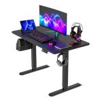 FEZIBO Electric Standing Desk For Gaming 100 * 60 cm Heigh Adjustable Stand up Table with digital display controller, Sit Stand Home Office Desk with Splice Board, Dark Black Frame/Dark Black Top