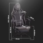 T-THREE.Ergonomic high-back gaming, computer, office, study, swivel, and racing-style chair with adjustable lumbar and headrest support, 150kg weight capacity, ideal for home office(Grey)