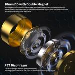 keephifi KBEAR Phoenix Gaming earbuds, Earphones with Mic Noise Reduction, Wired Earbuds with 10mm Dual Magnetic DD and PET Diaphragm, 3.5mm Jack In Ear Monitors, Powerful Bass IEMs for Gaming