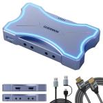 Guermok 4K HDMI Capture Card with Touch LED, Dual HDMI In/Loop-Out, USB 3.0, 4K@60Hz/ 2K@144Hz Video Capture, Mic/Line In, 4K60 Passthrough, Efficient Cooling, Streaming and Gaming for Switch2/1