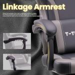 T-THREE.Ergonomic high-back gaming, computer, office, study, swivel, and racing-style chair with adjustable lumbar and headrest support, 150kg weight capacity, ideal for home office(Grey)