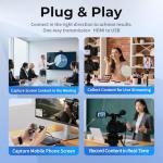 Guermok 4K HDMI Capture Card with Touch LED, Dual HDMI In/Loop-Out, USB 3.0, 4K@60Hz/ 2K@144Hz Video Capture, Mic/Line In, 4K60 Passthrough, Efficient Cooling, Streaming and Gaming for Switch2/1