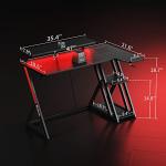 CubiCubi L Shaped Gaming Desk with Power Outlets & LED Lights, 120 x 70 cm Computer Desk with Monitor Stand, Office Desk Small Table with Shelves & Hooks, for Study Play Work Home Office, Black