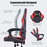 Ruication Gaming Chair Office Chair Desk Chair Swivel Tilt Computer Chair Ergonomic Design with Headrest & Lumbar Cushion Reclining Back Support for Home Office (Red)