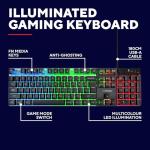 Trust Gaming GXT 835 Azor Gaming Keyboard with QWERTY UK Layout, LED Lighting, Game Mode, 12 Multimedia Keys, Anti-ghosting, Membrane Wired USB Keyboard for PC, Computer, Laptop - Black