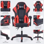 Ruication Gaming Chair Office Chair Desk Chair Swivel Tilt Computer Chair Ergonomic Design with Headrest & Lumbar Cushion Reclining Back Support for Home Office (Red)