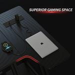CubiCubi L Shaped Gaming Desk with Power Outlets & LED Lights, 120 x 70 cm Computer Desk with Monitor Stand, Office Desk Small Table with Shelves & Hooks, for Study Play Work Home Office, Black