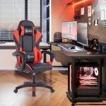 Ruication Gaming Chair Office Chair Desk Chair Swivel Tilt Computer Chair Ergonomic Design with Headrest & Lumbar Cushion Reclining Back Support for Home Office (Red)