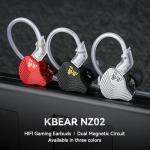KBEAR NZ02 Earphones wired with mic Gaming Earbuds 1DD IEMs Noise Cancelling 3.5mm Jack Deep Bass in Ear Monitor compatible with PC,PS5, Xbox,Switch, Smartphones