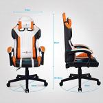 T-THREE.Ergonomic leather gaming chair office chair swivel chair computer chair racing chair leather chair height adjustable, with headrest and lumbar support(Orange)