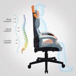 T-THREE.Ergonomic leather gaming chair office chair swivel chair computer chair racing chair leather chair height adjustable, with headrest and lumbar support(Orange)