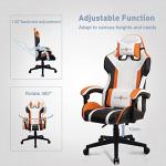 T-THREE.Ergonomic leather gaming chair office chair swivel chair computer chair racing chair leather chair height adjustable, with headrest and lumbar support(Orange)