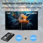 4K HDMI Video Capture Card USB 3.0 Video Capture Device Full HD 1080P 60FPS Game Recording for Live Stream PS5 PS4 Xbox Nintendo Switch Camera PC OBS (Black)