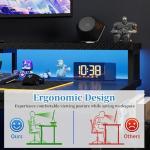 Grandder L Shaped Desk with LED Lights & Power Outlets, 100 cm Gaming Desk with 2 Shelves, Computer Table with Monitor Stand, Home Office, Carbon Black