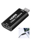 HDM to USB 2.0 Video Capture Card, 4K/1080p Audio Capture Device Output Record Audio Grabber for Live Broadcasts Streaming Conferencing Gaming Video Recording for Switch PS4 PS5 Xbox OBS PC Laptop