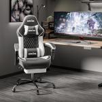 SUKIDA Gaming Chair, Ergonomic Computer Chairs with Footrest, Comfy Office Chair with Headrest, Massage Gaming Chair for Adult, Height Adjustable Pc Chair, 360° Swivel