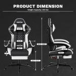 SUKIDA Gaming Chair, Ergonomic Computer Chairs with Footrest, Comfy Office Chair with Headrest, Massage Gaming Chair for Adult, Height Adjustable Pc Chair, 360° Swivel