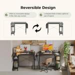 Mericonia Small L Shaped Desk with Power Outlets,100 cm L Computer Corner Desks with Reversible Shelves, Gaming Desk, Study Writing Table for Home Office, Black