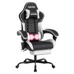 SUKIDA Gaming Chair, Ergonomic Computer Chairs with Footrest, Comfy Office Chair with Headrest, Massage Gaming Chair for Adult, Height Adjustable Pc Chair, 360° Swivel