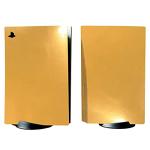 PlayVital Full Set Skin Decal for ps5 Console Disc Edition + Controller + Charging Station + Headset + Media Remote, Premium Vinyl Sticker, Chrome Gold Glossy