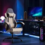 WOTSTA Gaming Chair, Ergonomic Gaming Chair with Footrest and Lumbar Support, Computer Chairs, Height Adjustable Computer Racing Gamer Chairs for Gaming or Office, Beige Blue