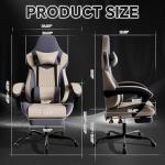 WOTSTA Gaming Chair, Ergonomic Gaming Chair with Footrest and Lumbar Support, Computer Chairs, Height Adjustable Computer Racing Gamer Chairs for Gaming or Office, Beige Blue
