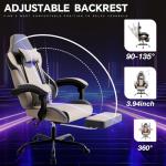 WOTSTA Gaming Chair, Ergonomic Gaming Chair with Footrest and Lumbar Support, Computer Chairs, Height Adjustable Computer Racing Gamer Chairs for Gaming or Office, Beige Blue
