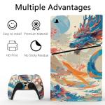 playvital Full Set Skin Sticker for ps5 Slim Console Disc Edition (The New Smaller Design), Vinyl Skin Decal Cover for ps5 Controller & Headset & Charging Station & Media Remote - Dragon's Elysium