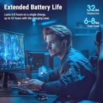 Middle Rabbit SW5 Wireless Gaming Earbuds with Mic, 20ms Low Latency, 2.4G Dongle & Bluetooth 5.4 Dual-Mode USB Headphones, 4 Built-in Microphones, Compatible with PC PS5 PS4 VR Mobile