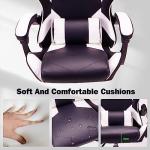 T-THREE.Ergonomic high-back gaming, computer, office, study, swivel, and racing-style chair with adjustable lumbar and headrest support, 150kg weight capacity, ideal for home office(White)