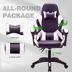 T-THREE.Ergonomic high-back gaming, computer, office, study, swivel, and racing-style chair with adjustable lumbar and headrest support, 150kg weight capacity, ideal for home office(White)