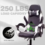T-THREE.Ergonomic high-back gaming, computer, office, study, swivel, and racing-style chair with adjustable lumbar and headrest support, 150kg weight capacity, ideal for home office(White)