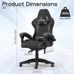 Racingreat Ergonomic Gaming Chair with Adjustable Height, Reclining Feature, Headrest, and Lumbar Support for Adults (Basics, Gray)
