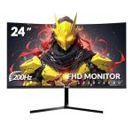 CRUA 24 Inch Curved Gaming Monitor, 180Hz/200Hz FHD 1080P, 1ms Response, AMD FreeSync, Eye-Care Flicker-Free, Frameless Esports Display with HDMI & DP, VESA Wall Mount – Black