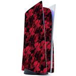 playvital Black Red Camouflage Full Set Skin Decal for ps5 Console Disc Edition, Sticker Vinyl Decal Cover for ps5 Controller & Charging Station & Headset & Media Remote
