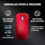 ASUS ROG Harpe II Ace Wireless Esports Gaming Mouse – Pro-Tested, Right-Handed, 48g Lightweight, Tri-Mode Connectivity, 42K DPI, 8K Polling, 101Hr Battery, Web-Based Tool, PC/Mac Support – Lava Red