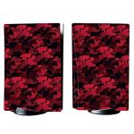 playvital Black Red Camouflage Full Set Skin Decal for ps5 Console Disc Edition, Sticker Vinyl Decal Cover for ps5 Controller & Charging Station & Headset & Media Remote