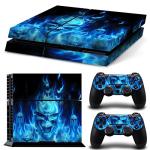 Morbuy PS4 Vinyl Skin Full Body Cover Sticker Decal For Sony Playstation 4 Console & 2 Dualshock Controller Skins (Skull Fire Blue)