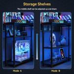 Xyphren L Shaped Gaming Desk with RGB LED Lights & Power Outlets, 100 cm Corner Computer Desk with Adjustable Shelves, Small Office Desk for Study Workstation, Carbon Black