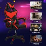 Gaming Chair Ergonomic Drafting Chair Tall Office Chair with Lumbar Support and Adjustable Footrest Headrest Height-Adjustable and Adjustable Reclining (Gaming Chiar without footrest, Black+Red)