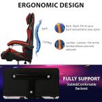 Gaming Chair Ergonomic Drafting Chair Tall Office Chair with Lumbar Support and Adjustable Footrest Headrest Height-Adjustable and Adjustable Reclining (Gaming Chiar without footrest, Black+Red)