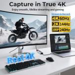 Guermok HDMI Capture Card 4K@60FPS, 1080P@240FPS USB 3.0 HDMI to USB A/C Video Capture Card for Streaming, Works with Pad, Switch 2/1, PS 5/4,Quest 3, Mac OS, Windows, PC, OBS, Camera