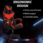 Gaming Chair Ergonomic Drafting Chair Tall Office Chair with Lumbar Support and Adjustable Footrest Headrest Height-Adjustable and Adjustable Reclining (Gaming Chiar without footrest, Black+Red)